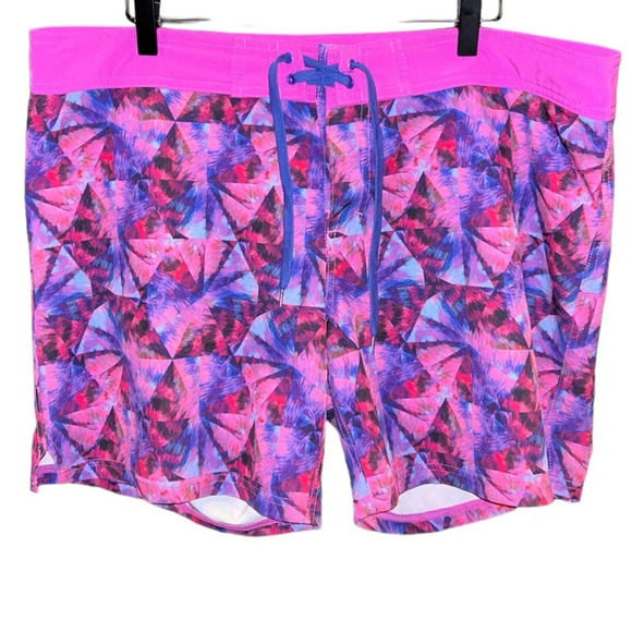 PrAna Printed Makenna Board Shorts Purple Swim Shorts Vacation Beach Summer XL - Picture 2 of 5